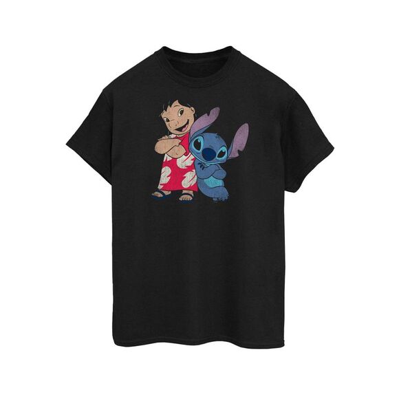 Lilo & Stitch Womens/Ladies Classic Cotton Boyfriend T-Shirt / Black - Picture 1 of 5